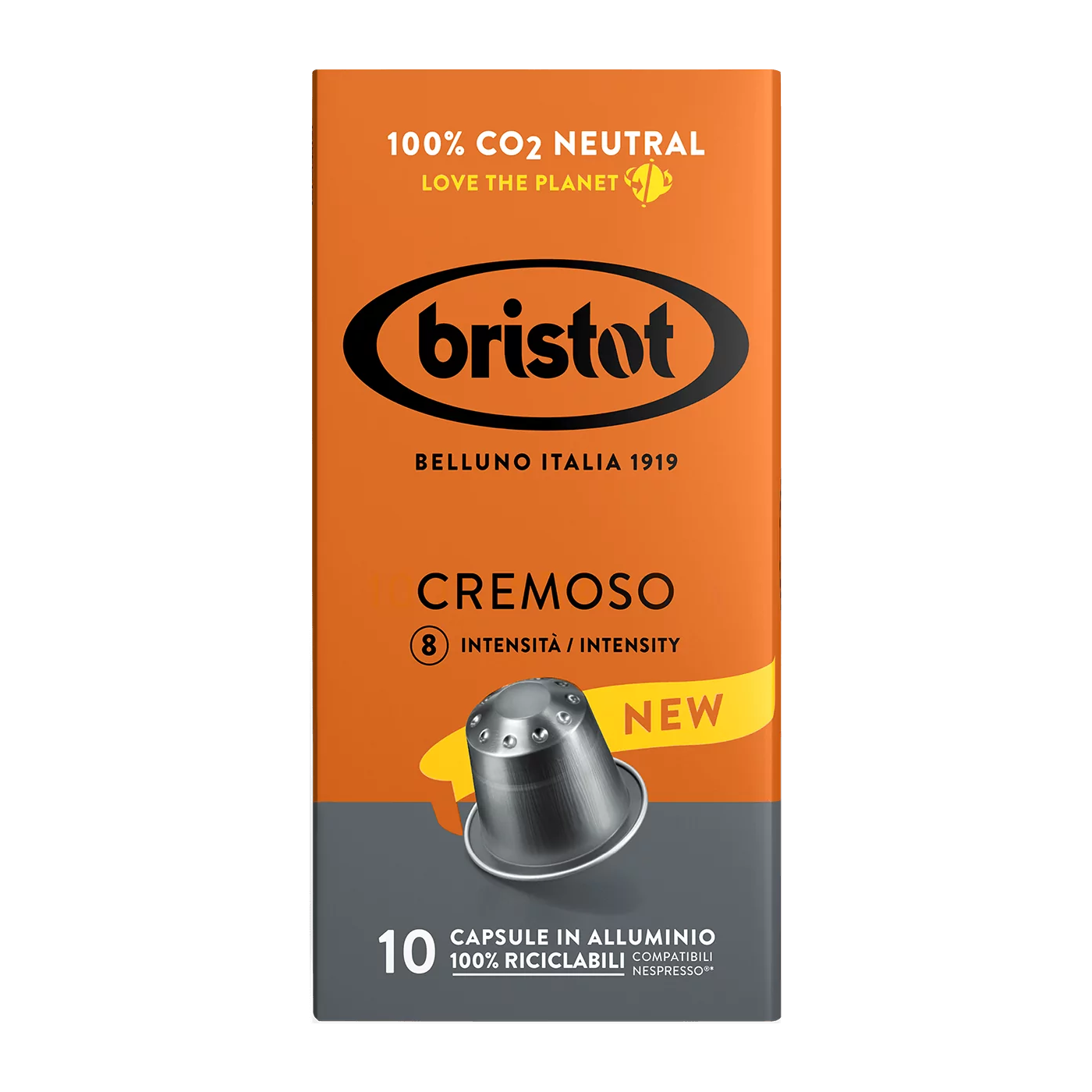 10 קפסולות אלומיניום Bristot CREMOSO תואמות נספרסו
