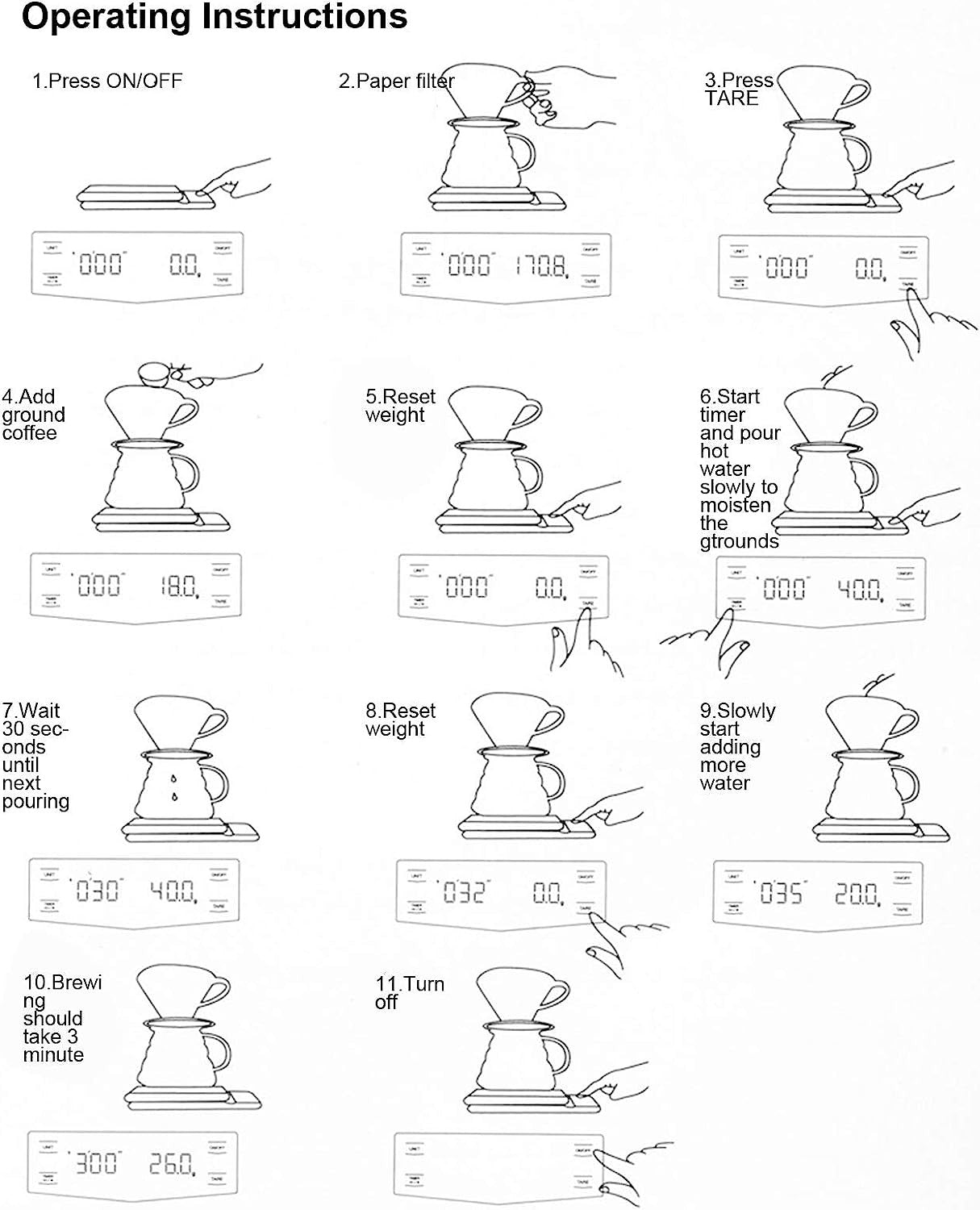 משקל דיגיטלי לקפה עם טיימר לזמן חליטה