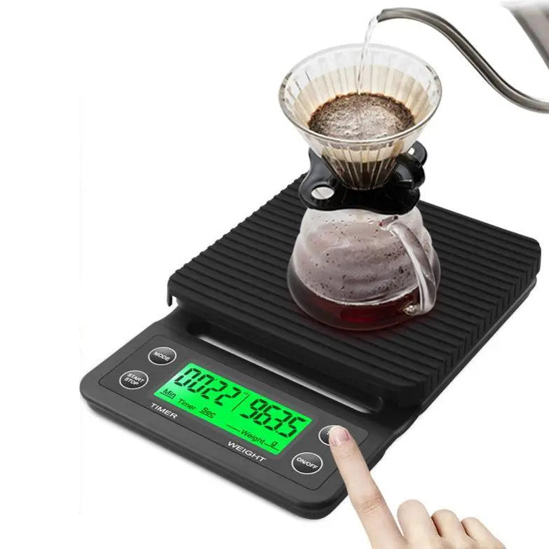 משקל דיגיטלי המתאים לשקילת קפה עם טיימר ברזולוציה של 0.1 גרם