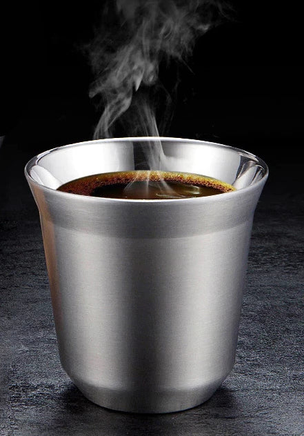 Кружка для эспрессо 80 мл из нержавеющей стали с двойными стенками