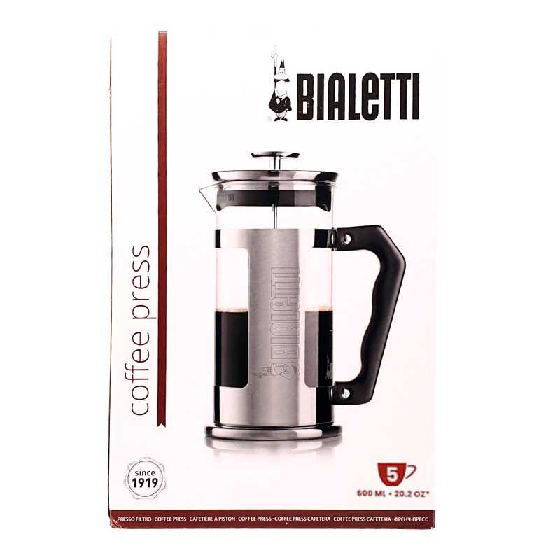 פלנג'ר 5 כוסות זכוכית ונירוסטה של ביאלטי Bialetti Coffee Press 5 Cups