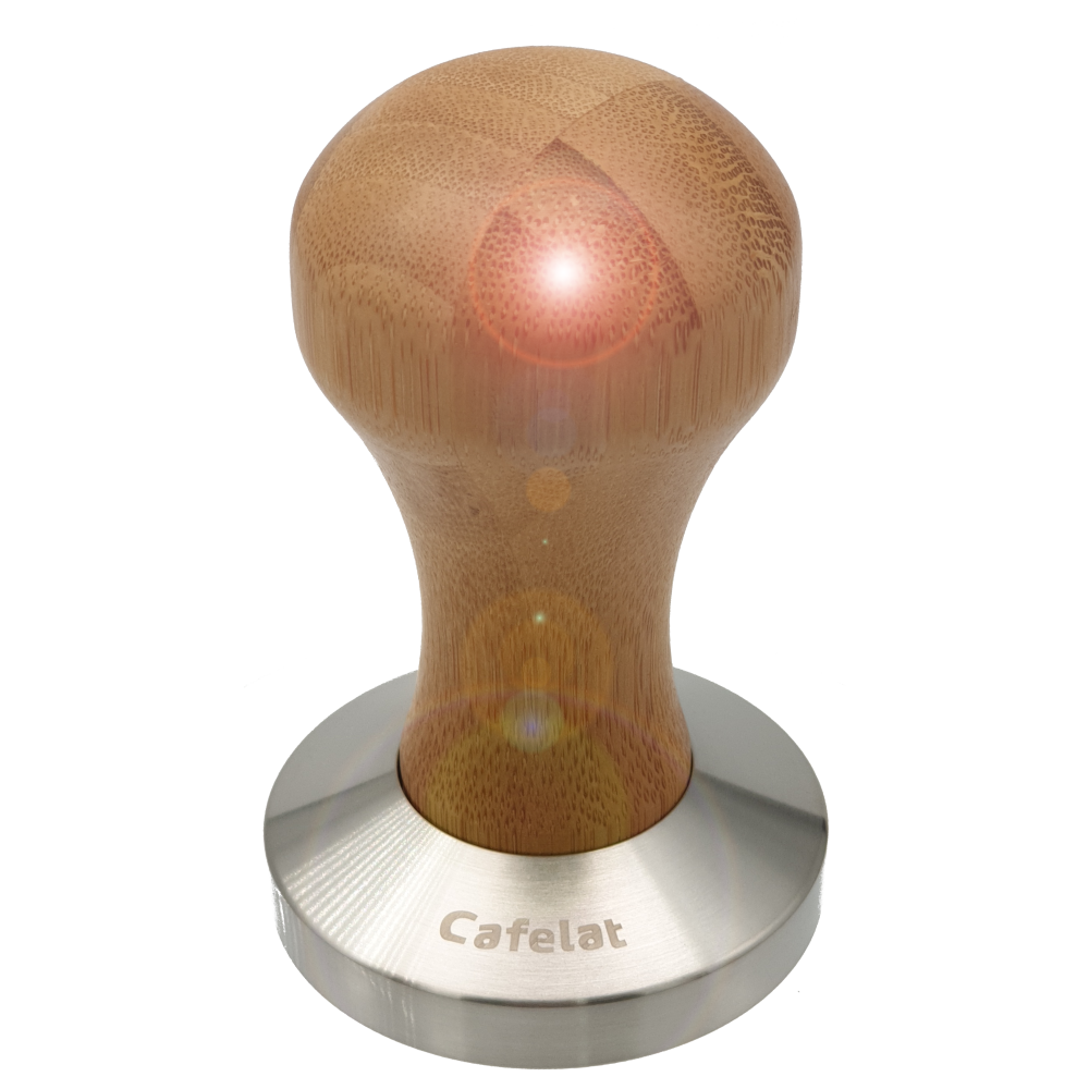 דוחסן נירוסטה 58.5 מ"מ VST וידית מעץ במבוק של Cafelat