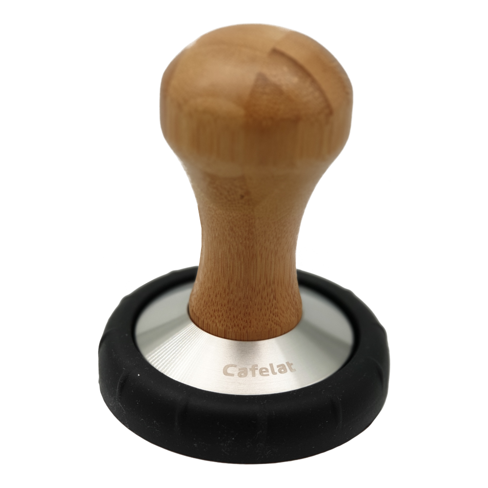 Держатель из нержавеющей стали (темпер) диаметром 51 мм и бамбуковая ручка с подставкой Cafelat.