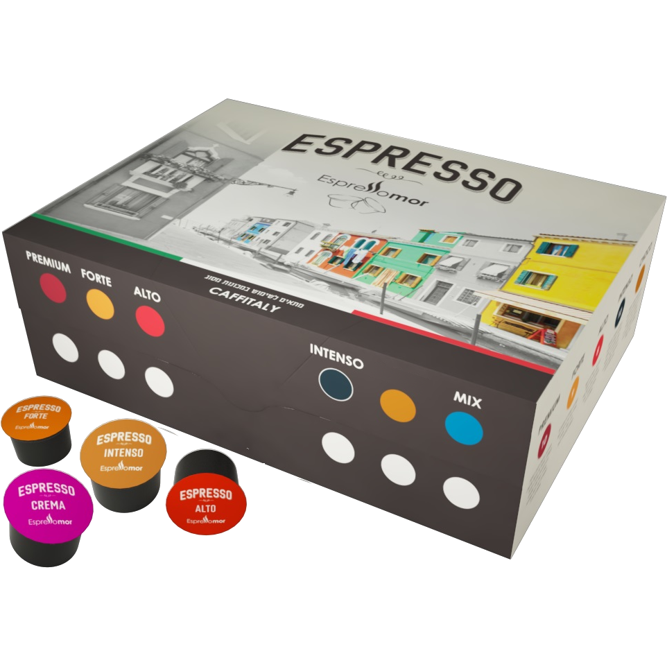 100 קפסולות תואמות קפיטלי אספרסו מור תערובת MIX