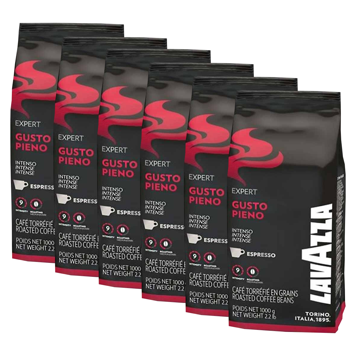 6 ק"ג פולי קפה לוואצה גוסטו פיאנו