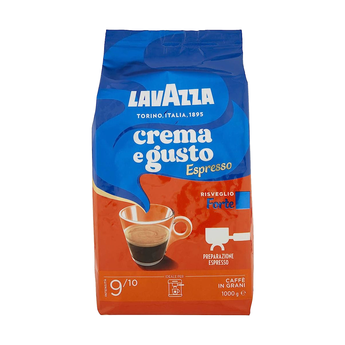 1 ק&quot;ג פולי קפה בחוזק 9 Lavazza Crema E Gusto Espresso Forte