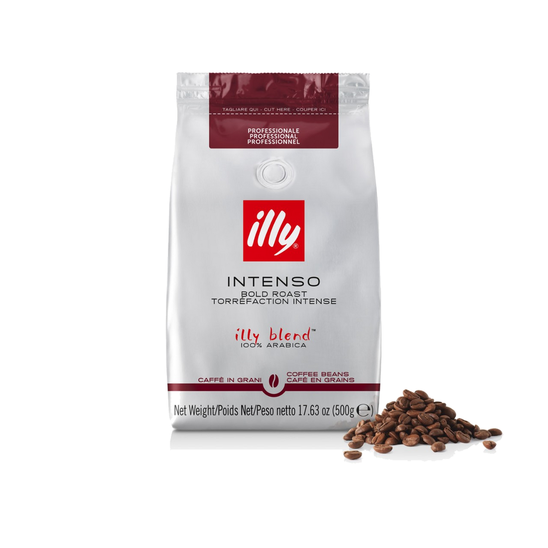 תערובת פולי קפה מהדורה מיוחדת למשרדים 100 % ערביקה בקלייה כהה Illy Intenso 500 גרם