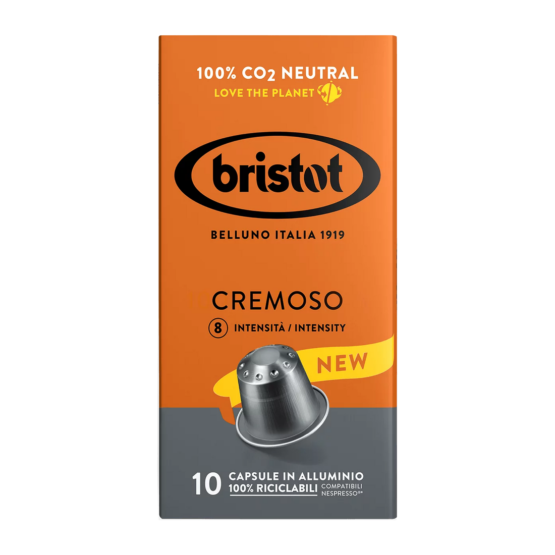 10 קפסולות אלומיניום Bristot CREMOSO תואמות נספרסו