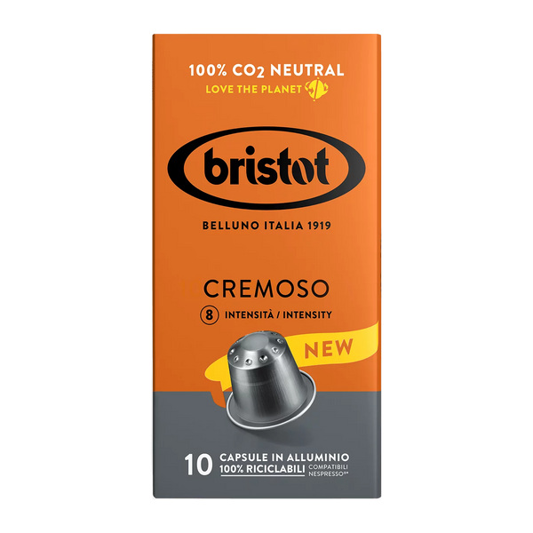 10 קפסולות אלומיניום Bristot CREMOSO תואמות נספרסו