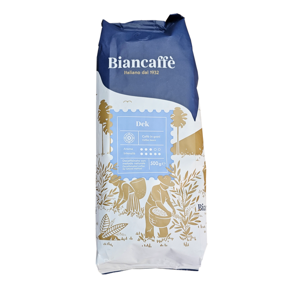 500 גרם פולי קפה ביאנקפה נטול קפאין Biancaffe Dek