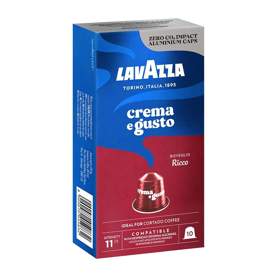 10 קפסולות Lavazza Crema e Gusto Ricco תואמות נספרסו