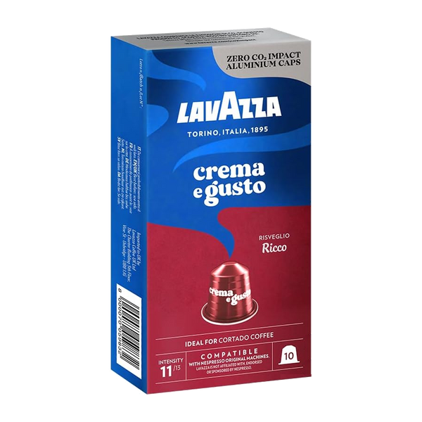 10 קפסולות Lavazza Crema e Gusto Ricco תואמות נספרסו