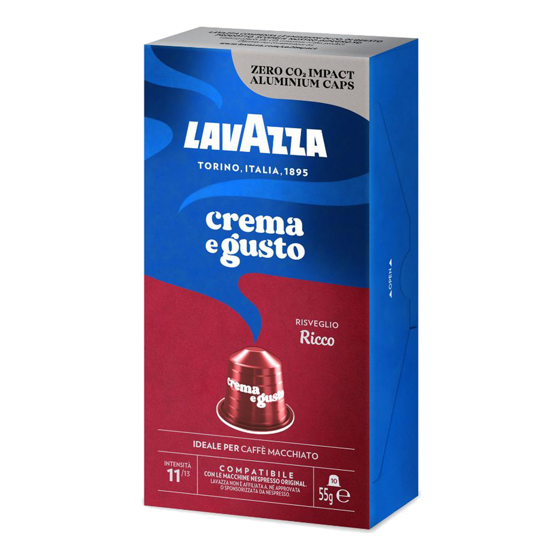 10 קפסולות Lavazza Crema e Gusto Ricco תואמות נספרסו