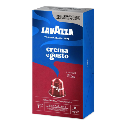 10 קפסולות Lavazza Crema e Gusto Ricco תואמות נספרסו