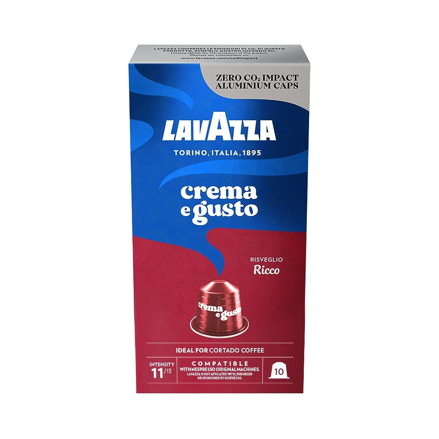 10 קפסולות Lavazza Crema e Gusto Ricco תואמות נספרסו