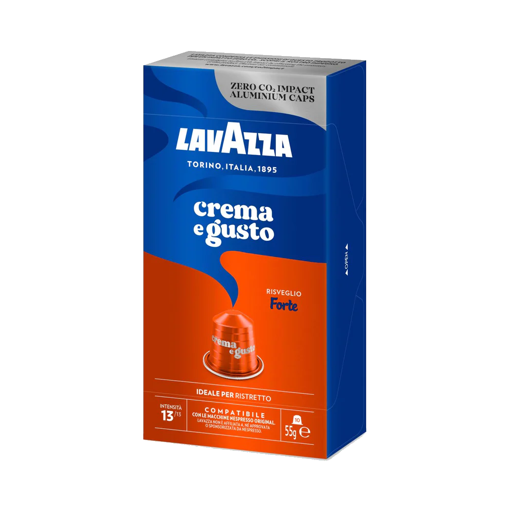 10 קפסולות Lavazza Crema e Gusto Forte תואמות נספרסו