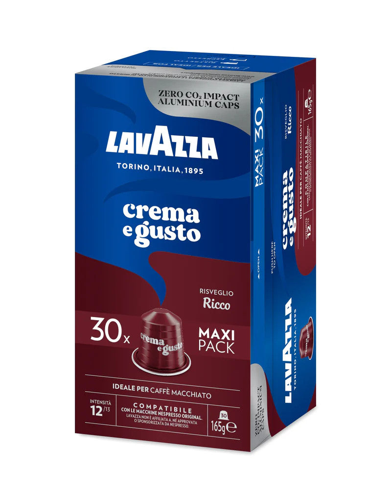 מארז של 30 קפסולות Lavazza Crema e Gusto Ricco תואמות נספרסו חוזק 12