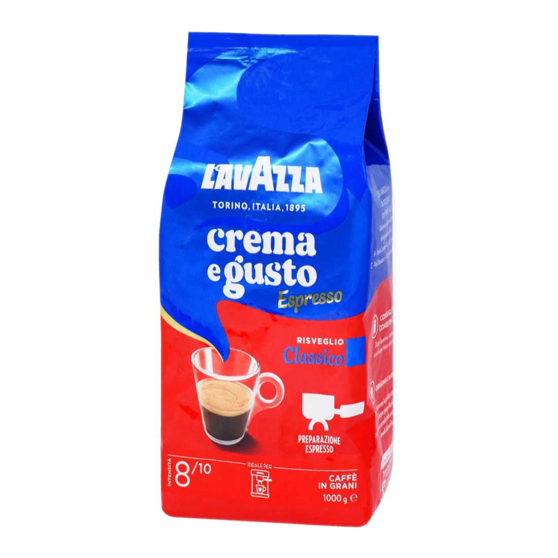 1 ק"ג פולי קפה בחוזק 8 Lavazza Crema E Gusto Espresso Classico
