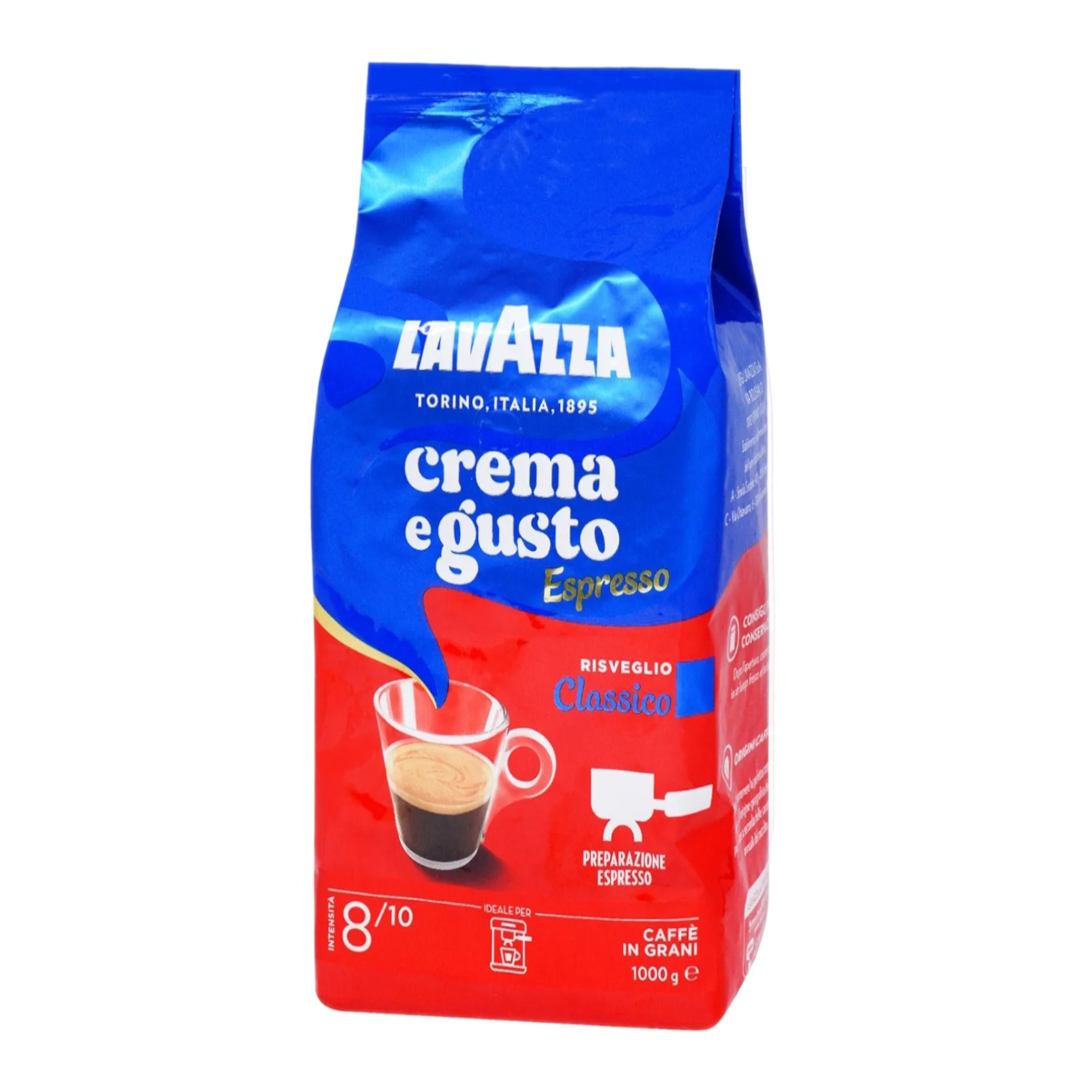 1 ק"ג פולי קפה בחוזק 8 Lavazza Crema E Gusto Espresso Classico