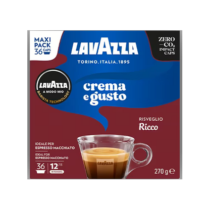 36 קפסולות Crema E Gusto Ricco של Lavazza Amodo-Mio מקוריות