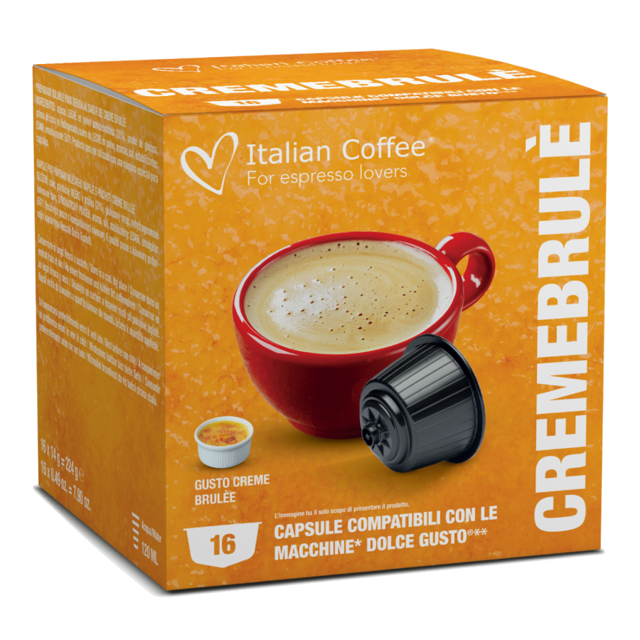 16 קפסולות קרם ברולה של Italian Coffee תואמות דולצ&