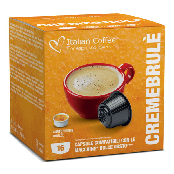16 קפסולות קרם ברולה של Italian Coffee תואמות דולצ'ה גוסטו