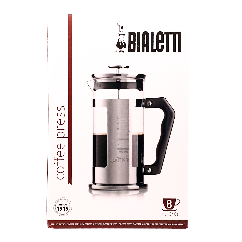 Кофейный пресс Bialetti на 8 чашек, фленджер из стекла и нержавеющей стали