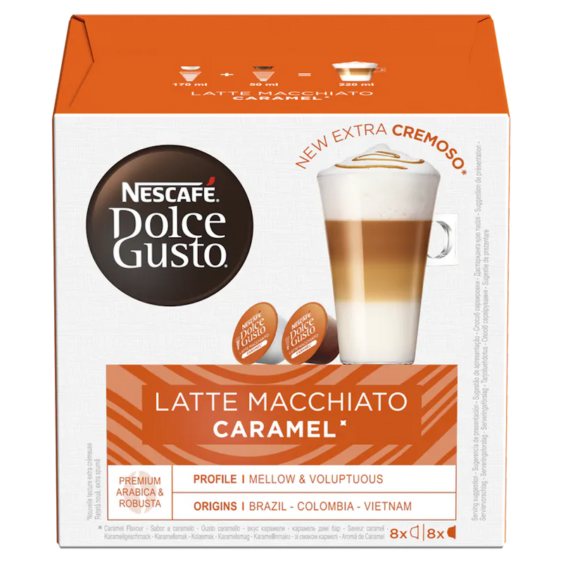 16 קפסולות לאטה מקיאטו קרמל של Nescafe דולצ'ה גוסטו