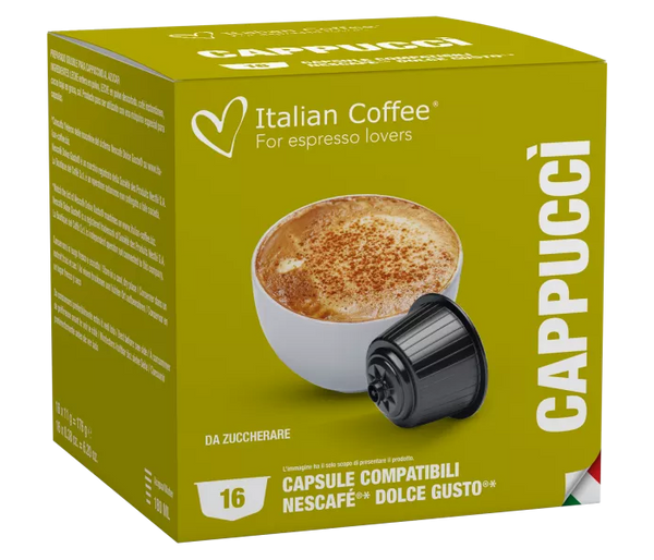 16 קפסולות קפוצ'ינו של Italian Coffee תואמות דולצ'ה גוסטו