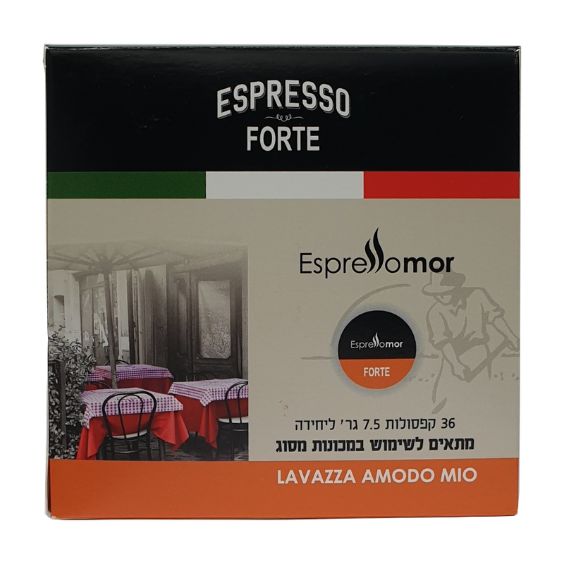 36 קפסולות Forte של EspressoMor תואמות Lavazza Amodo Mio