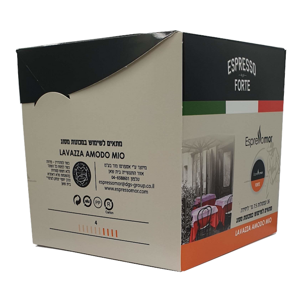 36 קפסולות Forte של EspressoMor תואמות Lavazza Amodo Mio