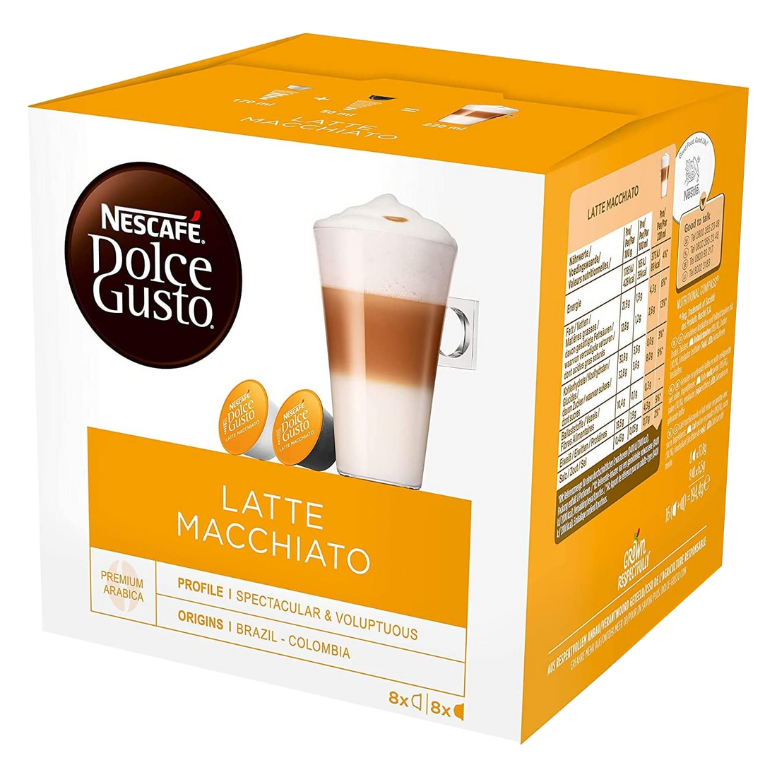 16 קפסולות לאטה מקיאטו של Nescafe דולצ&