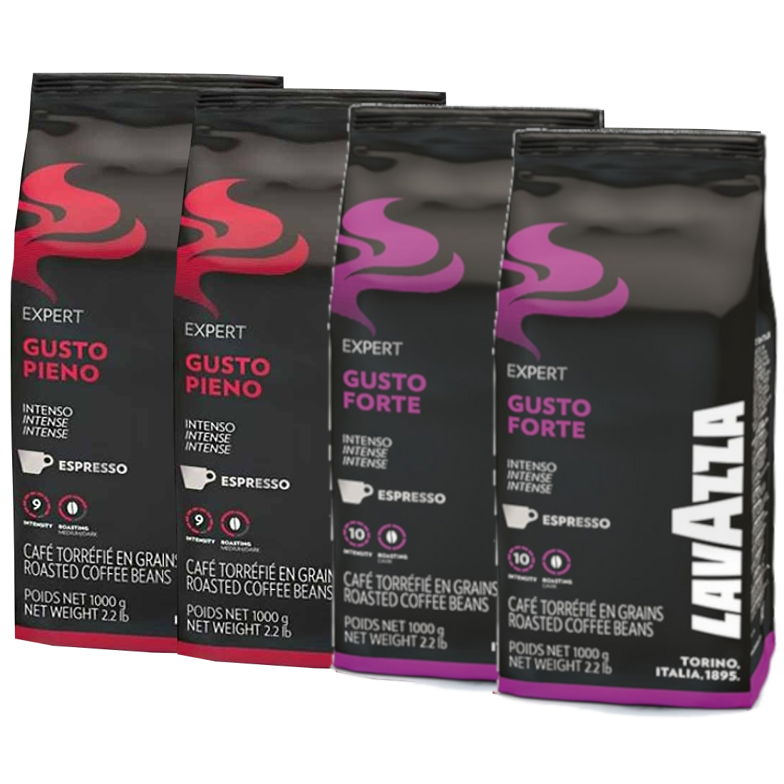 4 ק"ג פולי קפה לוואצה 2 ק"ג פורטה + 2 ק"ג פיאנו