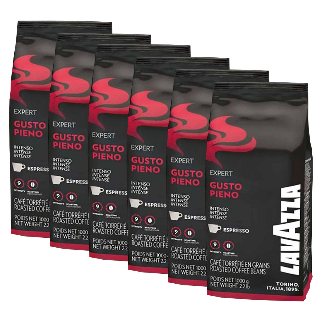 6 ק"ג פולי קפה לוואצה גוסטו פיאנו