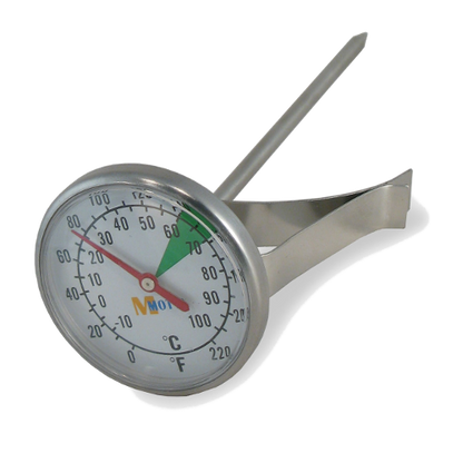 סט - כד מנירוסטה תואם מוטה להקצפת חלב בנפח 500ml + מדחום תואם מוטה