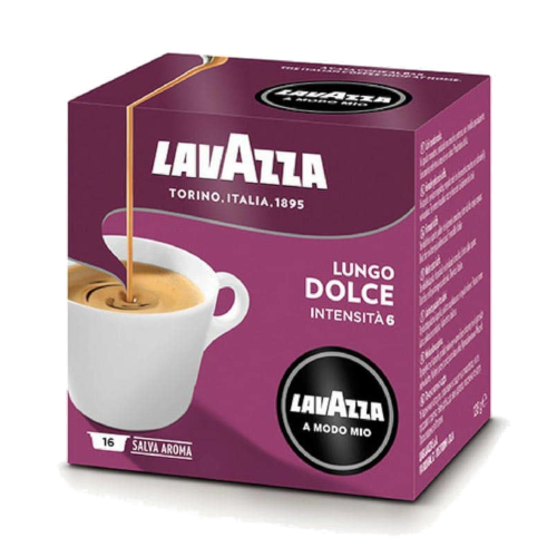 16 קפסולות Lungo DOLCE של Lavazza Amodo-Mio מקוריות